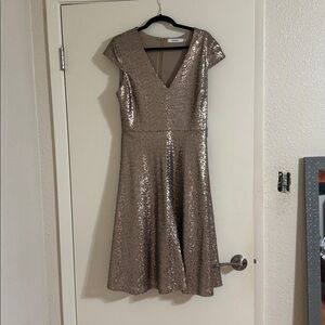 JustFab Gold Sequin Prom Dress